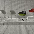 Modern Dining Chairs With Sleek Design And Various Colors Displayed On Interior Platforms 3d model
