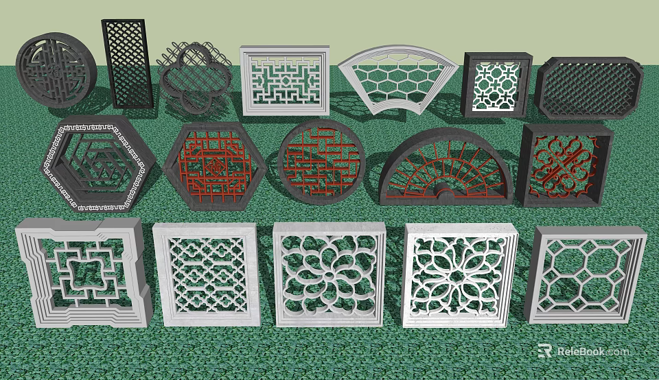 Ornamental Laser Cut Decorative Panels With Various Shapes And Traditional Patterns 3d model 