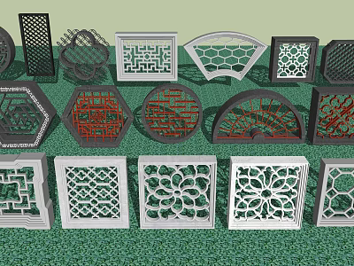 Ornamental Laser Cut Decorative Panels With Various Shapes And Traditional Patterns 3d model