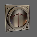 Industrial Equipment Analog Gauge with Round Dial Red Pointer Metal Square Frame Screw Fastening