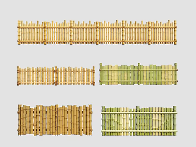 Natural Bamboo Feature Wall With Various Styles And Garden Design Elements 3d model