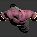 Pink Skinned Muscular Game and Movie Character with Gray Pants Black Wristbands and Golden Belt
