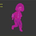 Cheerful Cartoon Girl With Black Short Hair In Red Embroidered Jacket And Blue Pants Dancing