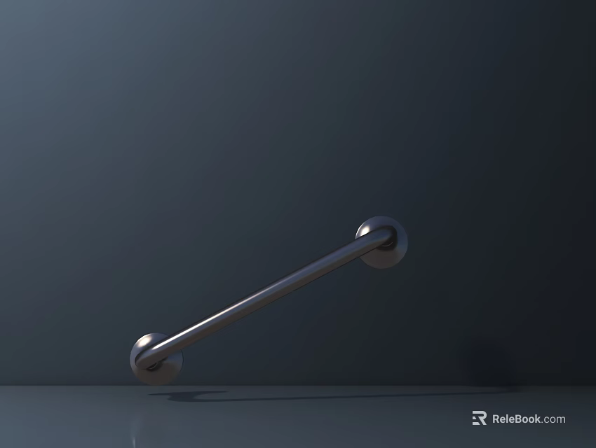 Stainless Steel Handle With Cylindrical Design Spherical Ends And Smooth Reflective Surface 3d model 