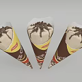 Delicious Vanilla Ice Cream Cones In Wrapper With Chocolate Drizzle And Crunchy Chips