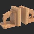 Wooden Sculpted Bookends With Dolphin Shape And Artistic Design Details