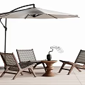 Modern Outdoor Wicker Table And Chairs Set With Patio Umbrella And Side Table