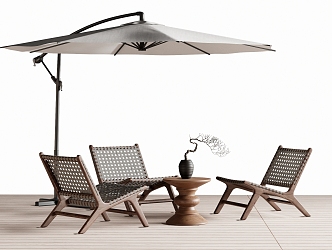 Outdoor Leisure Chair Outdoor Table and Chair Rattan Chair Sunshade 3d model