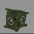 Green Mechanical Component With Double Bearings On Stable Metal Base Structure