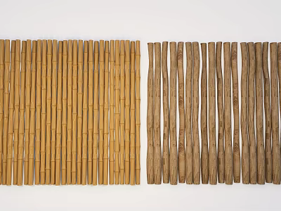Garden Decorative Bamboo And Wooden Fence In Yellow Brown For Outdoor Use 3d model