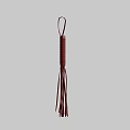 Red Leather Whip with Braided Handle and Long Tassels Handcrafted Design