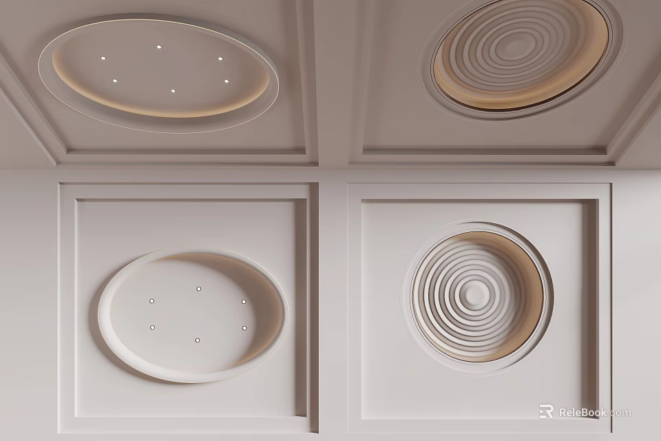 Modern Interior Ceiling Design Ideas With Oval And Circular Features 3d model 