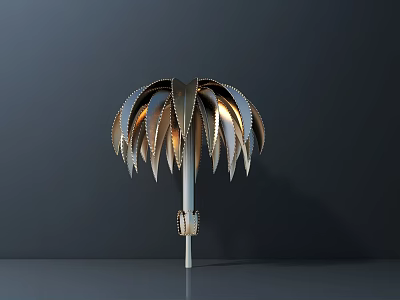 Modern Metal Sculpture Carving With Umbrella Shaped Leaf Like Design And Stand 3d model