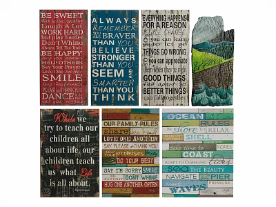 Wooden Decor Signs With Inspirational Quotes And Family Rules For Home Wall Art 3d model