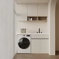 Modern Balcony Cabinet Design With Washing Machine And Sink