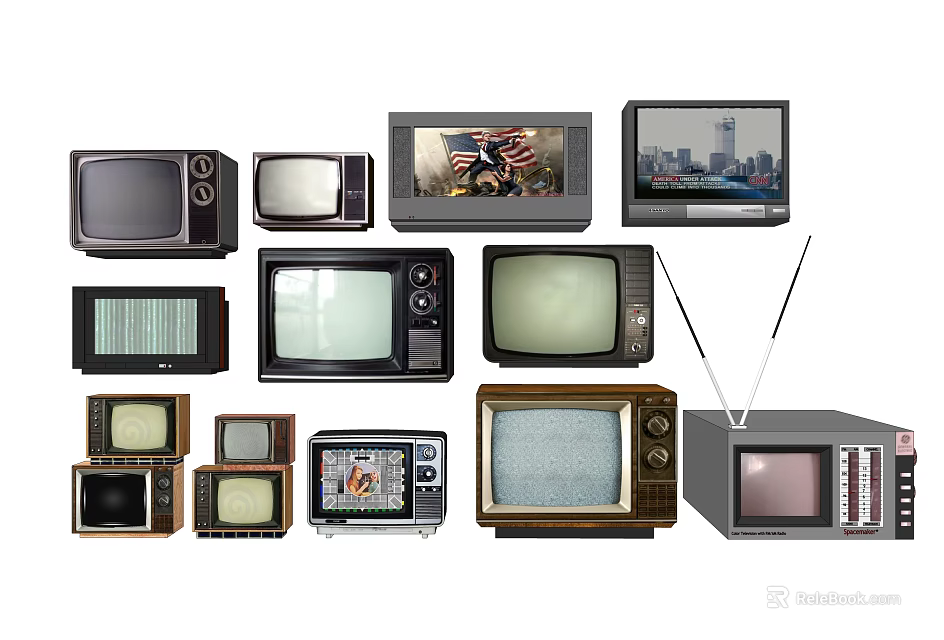 Vintage Televisions Collection Featuring Various Retro Models And Classic Designs 3d model