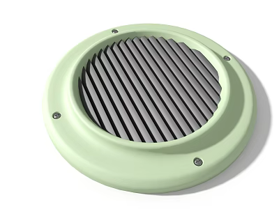 Round Industrial Equipment With Light Green Housing And Gray Grille For Ventilation 3d model