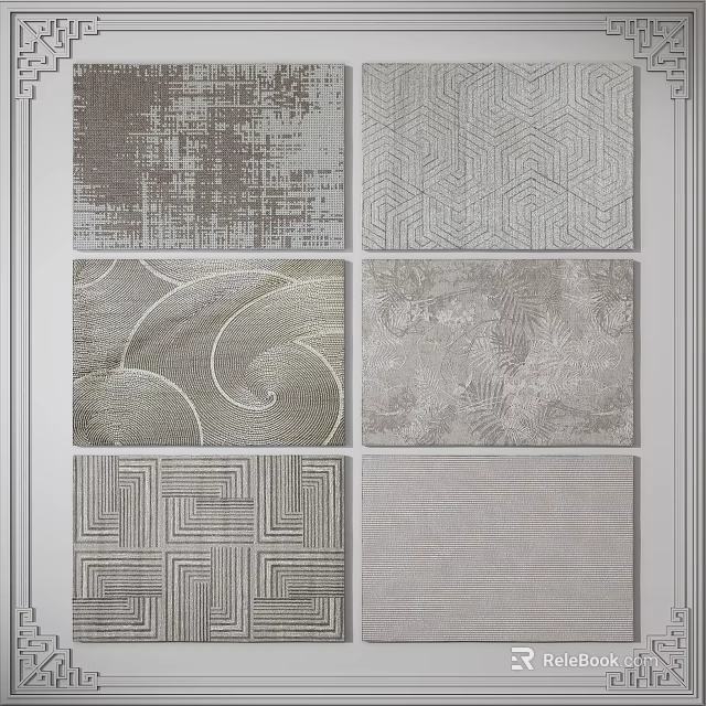 Square Rugs With Various Patterns And Textured Designs For Home Decor 3d model