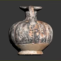 Vintage Handcrafted Earthenware Vase Sculpture Carving With Traditional Design And Handle