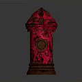 Red Rusty Fire Hydrant With Peeling Paint In Urban Architectural Environment