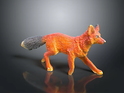 Red Fox Game Movie Character Standing Pose with Orange Black Fur and Gray Background Reflection 3d model