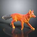 Red Fox Game Movie Character Standing Pose with Orange Black Fur and Gray Background Reflection