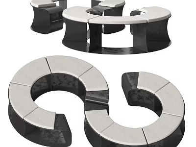 Modern Outdoor Chairs With Circular Modular Stone Seating Design For Patio 3d model