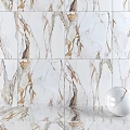 Modern Marble Wall Panels With Golden Veins And Spherical Decor 3d model