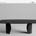 Modern Dining Tables With Light Colored Top Dark Wooden Top And Curved Legs 3d model