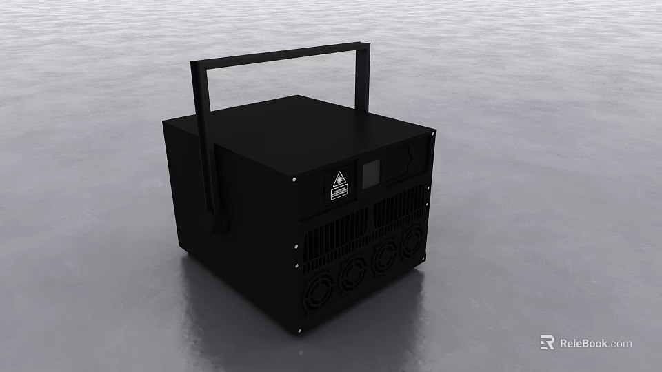 Black Portable Industrial Device With Handle Cooling Vents And Control Panel 3d model 