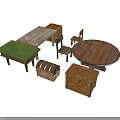 Vintage Wooden Furniture Collection With Tables Chairs Chest And Shelf
