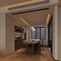Modern Living and Dining Room Interior Design With Leather Sofa Wooden Floor And Large Window View