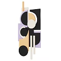 Modern Geometric Wall Decor with Purple Beige Black Shapes and Tones