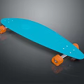 Stylish Blue Skateboard With Orange Wheels And Smooth Deck Surface Design 3d model