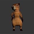 Standing Orange Marmot 3D Rendered Image With Brown Paws Black Nose On Gray Background