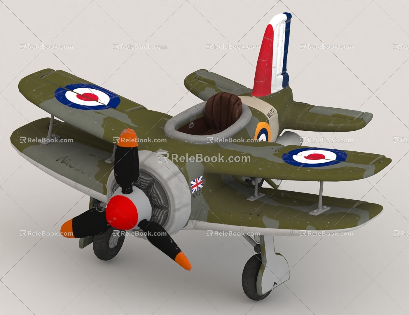 cartoon fighter plane 3d model