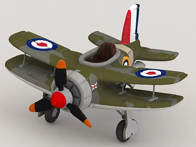 cartoon fighter plane 3d model