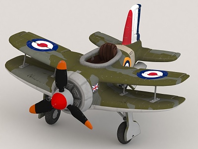 cartoon fighter plane 3d model