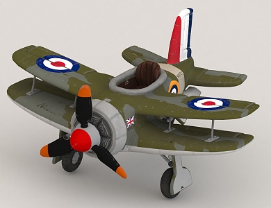 cartoon fighter plane 3d model