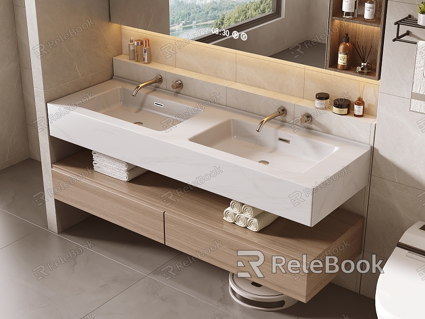 Modern double basin wash basin model