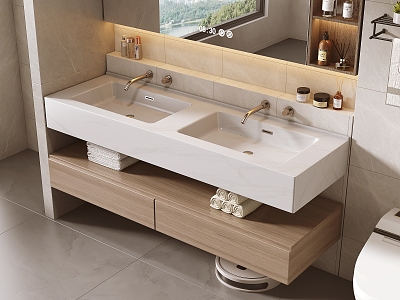 Modern double basin wash basin model