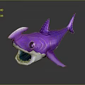 Purple Aquatic Animal Shark Cartoon Figure With Open Mouth Design