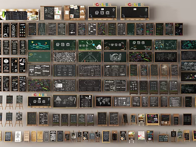 Other Diverse Chalkboard Display Boards With Information Charts And Visual Designs 3d model