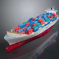 Large Container Ship With Red White Hull And Colorful Containers 3d model