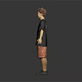 A Man in Black T shirt Red Patterned Shorts with Arms Outstretched Against Gray Background