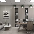 Modern Retail Store Office Area With Desk Computer Bookshelf Plants And Decorative Items