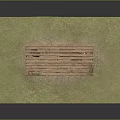 Rustic Wooden Shelter Structure With Barrels And Support Posts On Grass