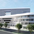 Modern Hotel Building With Curved Roof Glass Facade And Greenery Surroundings