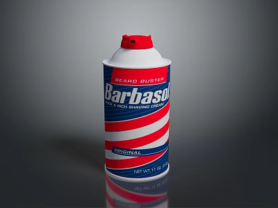 Barbasol Premium Shaving Cream With Red White Blue Stripes And Red Cap 3d model