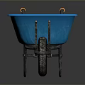 Durable Blue Plastic Wheelbarrow With Black Wheel And Orange Handles